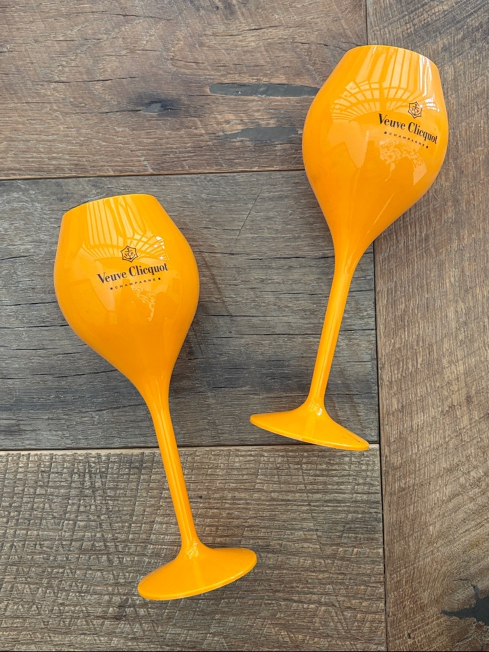 Orange Champagne Stemless Wine Glasses (Set of 2)